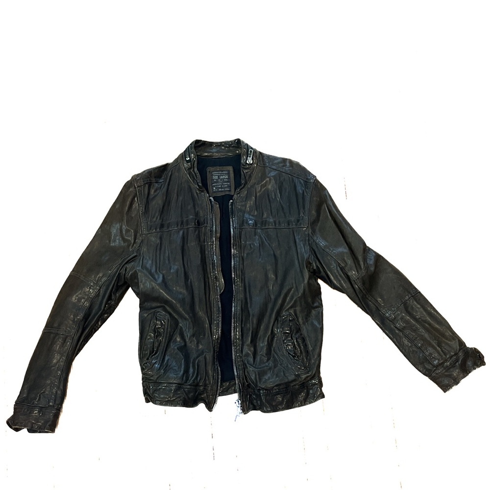 Men's dark olive green Leather Jacket